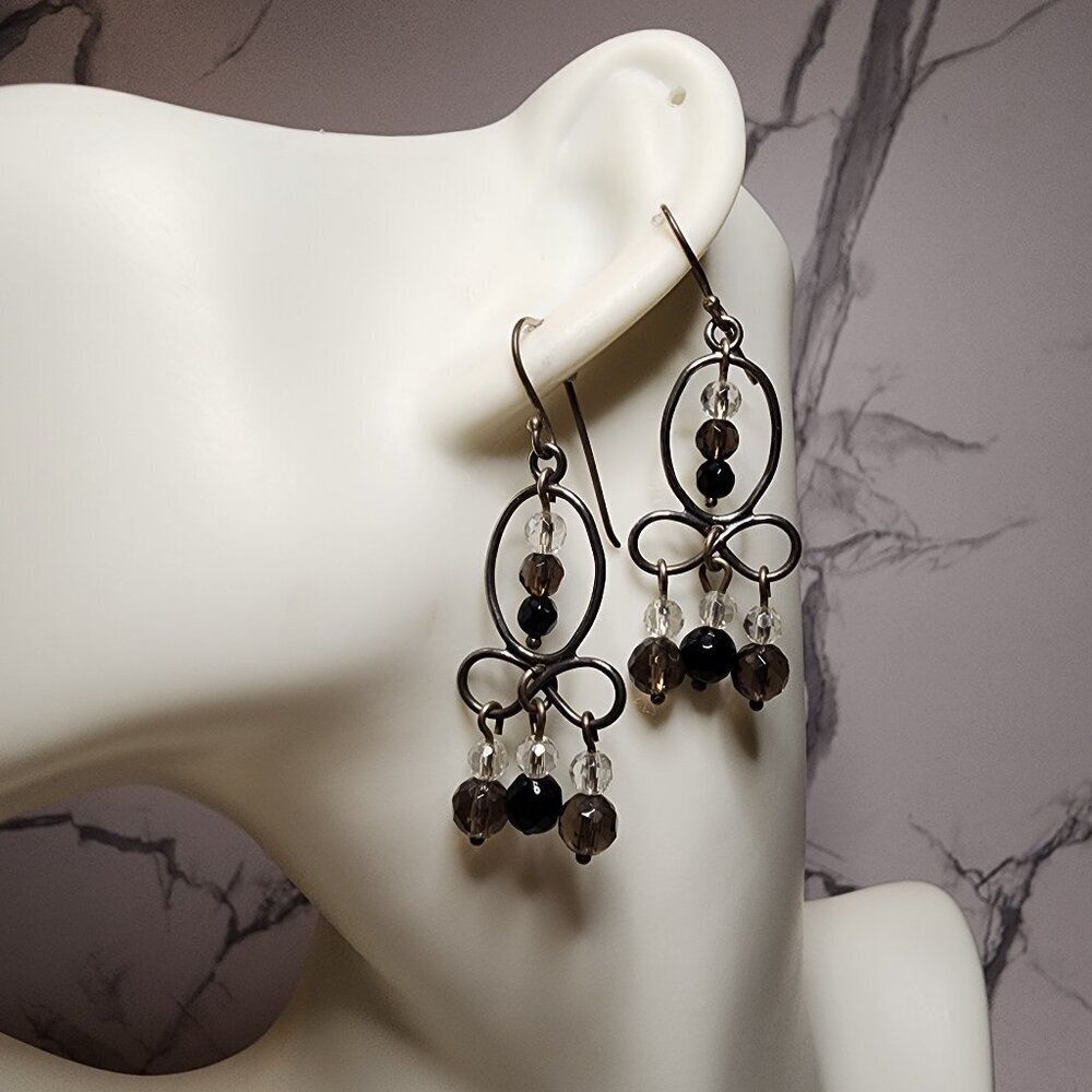 Vintage 925 Silver Bead Dangle Earrings